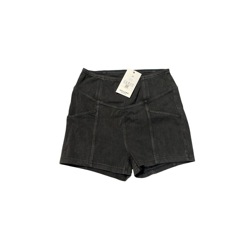 Halara Womens XS Black Denim Shorts W/Front Pockets Casual Activewear
